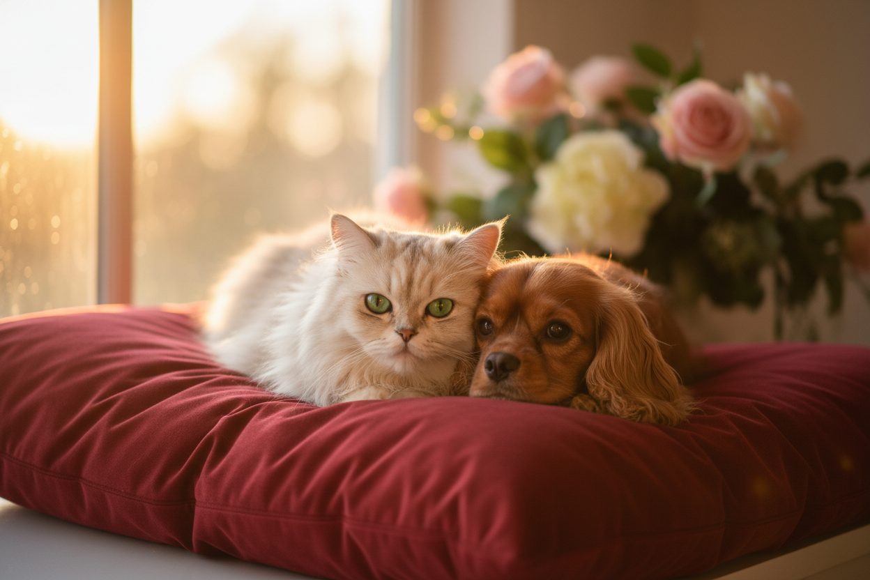 Cat and Dog Cuddle Hero