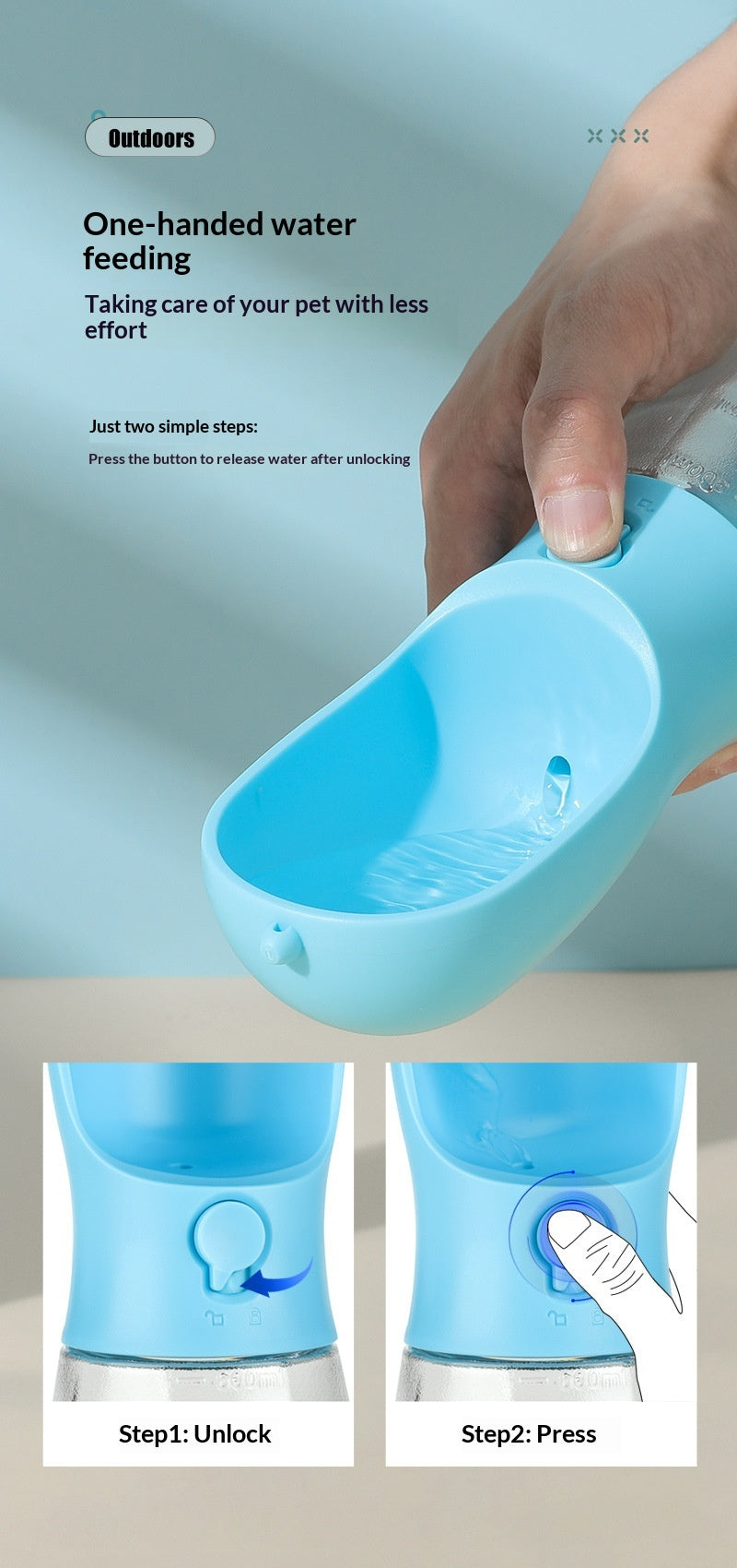 3-in-1 Pet Travel Bottle – Easy Hydration On the Go (600ml)